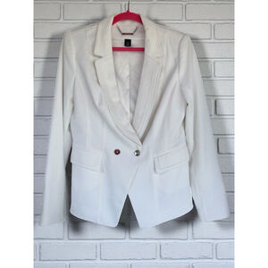White House Black Market Women's Sz 12 White Tailored Two Button Studio Blazer